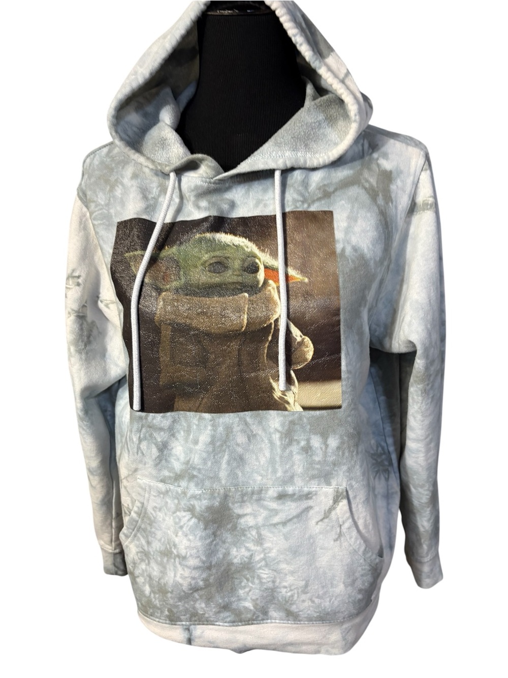 Star Wars Baby Yoda Hoodie - Light Gray Tie-Dye